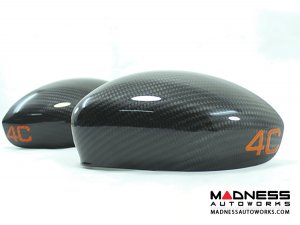 Alfa Romeo 4C Mirror Covers - Carbon Fiber - Full Replacements - Orange 4C 